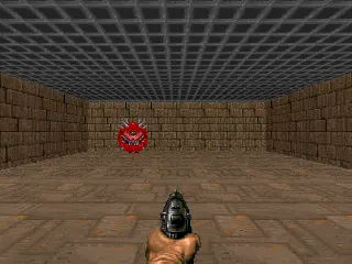 ViZDoom Basic 场景：单房间、少量敌人、射击反馈较近，适合作为 DQN 基础训练检查（来源：ViZDoom 官方环境文档）